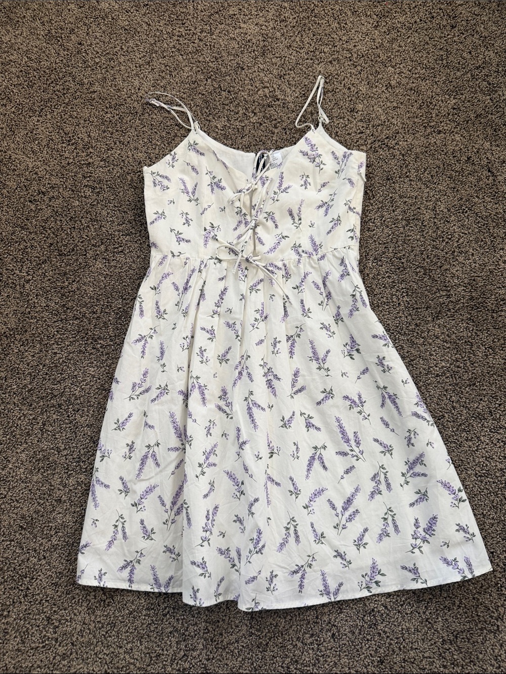 H&M White Dress with Lavender Floral Print